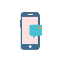 Mobile phone with message notification in flat style design vector