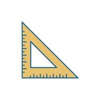 Flat illustration of yellow triangle ruler on White Background vector