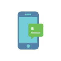 Flat illustration of mobile phone with speech bubble vector