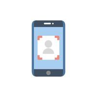 Mobile phone displaying facial recognition interface application scan icon vector
