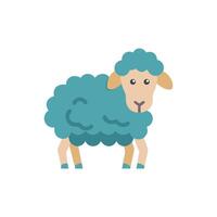 Flat cartoon sheep standing on White Background stock image vector