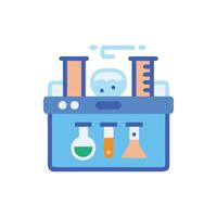 Flat design science laboratory kit with various glass tubes vector