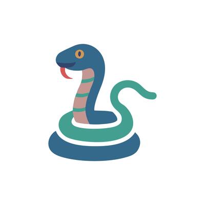 Flat design snake coiled on White Background illustration