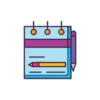 Flat design notepad with pencils for writing purposes vector