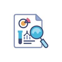 Research document analysis with graph and magnifying glass icon vector