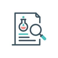 Science Report with Flask and Magnifying Glass Icon vector