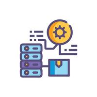 Server, configuration, and data transfer represented as a stylized icon vector