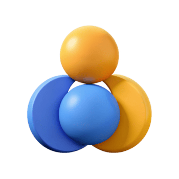 whimsical dramatic Abstract character made of three circles. Minimal, flat color, clean lines with Scalable Design. studio quality png