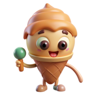 radiant iconic Ice cream cone character with a single scoop. Crisp edges, clean lines, with Scalable Design. png