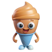 whimsical picturesque Ice cream cone character with a single scoop. Crisp edges, clean lines, with Scalable Design. crisp png