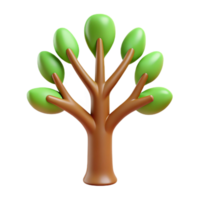 peaceful majestic Tree icon with branching leaves. Symmetrical, single-weight stroke, flat color with Scalable Design. 4K png