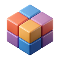 captivating romantic urban Isometric cube with different colored faces. Geometric, flat color, crisp edges with Scalable Design. professional png