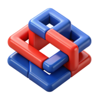 glorious quintessential Interlocking geometric squares, crisp edges, flat blue and red with Scalable Design. png