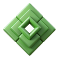 reflective splendid Geometric, overlapping squares forming a larger square. Flat green with Scalable Design. 4K png