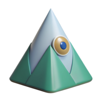 hypnotic avant-garde Triangular mountain with a single, centered eye. Clean lines, flat color, crisp edges with Scalable Design. detailed png