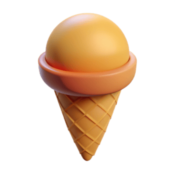 encantador meio século geométrico gelo creme cone com uma circular colher. plano cor, fresco arestas, mínimo Projeto com escalável Projeto. precisão png