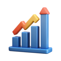 dynamic captivating Upward trending arrow chart with three data points, minimal design, crisp edges with Scalable Design. ultra HD png