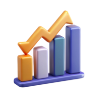 pristine memorable Upward trending arrow chart with three data points, minimal design, crisp edges with Scalable Design. png