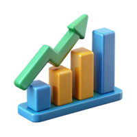 romantic immaculate Upward trending arrow chart with three data points, minimal design, crisp edges with Scalable Design. expertly shot png