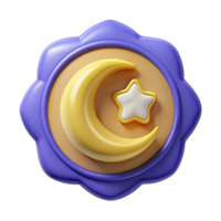 bold radiant Crescent moon badge with concentric circles. Scalable, clean lines, flat color with Scalable Design. expertly shot png