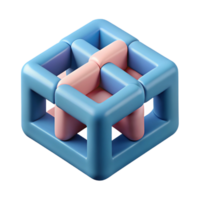 iconic coastal Interlocking geometric shapes forming a cube. Crisp edges, flat color, minimal design with Scalable Design. fine detail png