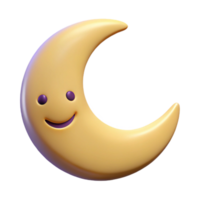 intense dazzling Smiling crescent moon with pointed tips. Clean lines, flat color, minimal design with Scalable Design. expertly shot png