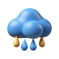 breathtaking tranquil artistic Raincloud with rounded base and three raindrops. Flat color, scalable, minimal design with Scalable Design. expertly shot png