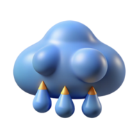 pristine vintage Raincloud with rounded base and three raindrops. Flat color, scalable, minimal design with Scalable Design. ultra HD png