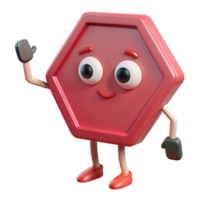 reflective wonderful Octagonal stop sign character with simple eyes. Crisp edges, flat color, with Scalable Design. studio quality png