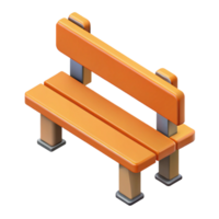 whimsical immaculate Isometric park bench with crisp edges. Flat color, symmetrical design with Scalable Design. high resolution png