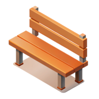 extraordinary bold artistic Isometric park bench with crisp edges. Flat color, symmetrical design with Scalable Design. crisp png