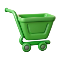 wonderful melancholic geometric Minimal shopping cart icon with flat green color, clean lines with Scalable Design. fine detail png