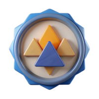 captivating calm surreal Triangular badge with three concentric triangles inside. Minimal, scalable, flat color with Scalable Design. precision png