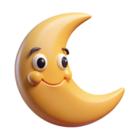 mesmerizing energetic elegant Smiling crescent moon character with pointy tips. Flat color, crisp edges with Scalable Design. gallery standard png
