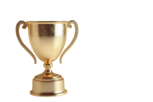 Golden trophy isolated on a neutral background. png