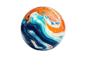 Vibrant sphere with swirling paint patterns and soft color gradients. png