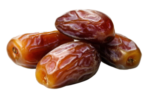 Close-up view of several dried dates, displaying textures and hues. png