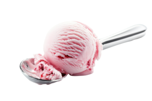 Close-up view of a delicious, pink ice cream scoop. png