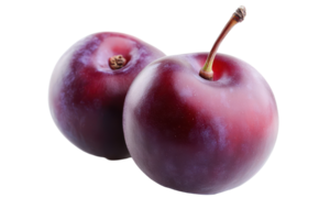 Close-up view of two vibrant plums. png