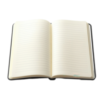 Empty, open notebook, ready for notes, lined pages, blank journal. png