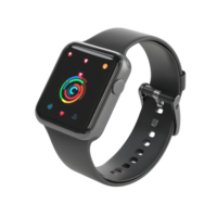 Close-up view of a modern wristwatch with a colorful display. png