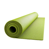 Rolled up exercise mat in vibrant green color. png