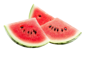 Three watermelon slices arranged on a plain background. png