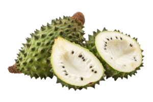 Two whole and halved exotic fruits displayed against a plain background. png