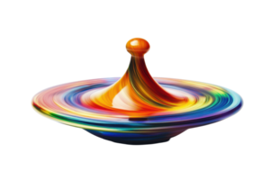 Vibrant, abstract spinning top design with a colorful swirl pattern. png