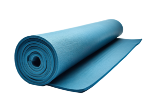 Rolled exercise mat in light teal color. png