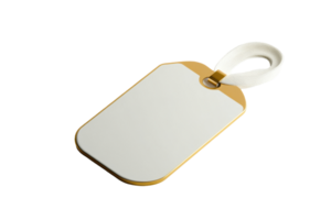 Gold-edged rectangular tag with a white surface. png