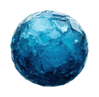 Crystal sphere of blue ice chunks with intricate textures and patterns png