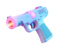 Futuristic neon-colored pistol design with vibrant lighting effects png