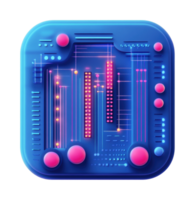 Futuristic digital interface with neon circuit elements png